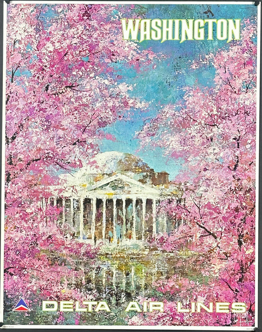 Delta Airlines - Washington DC "Cherry Blossoms" by Jack Laycox (c. 1970s) - posterpalace.com