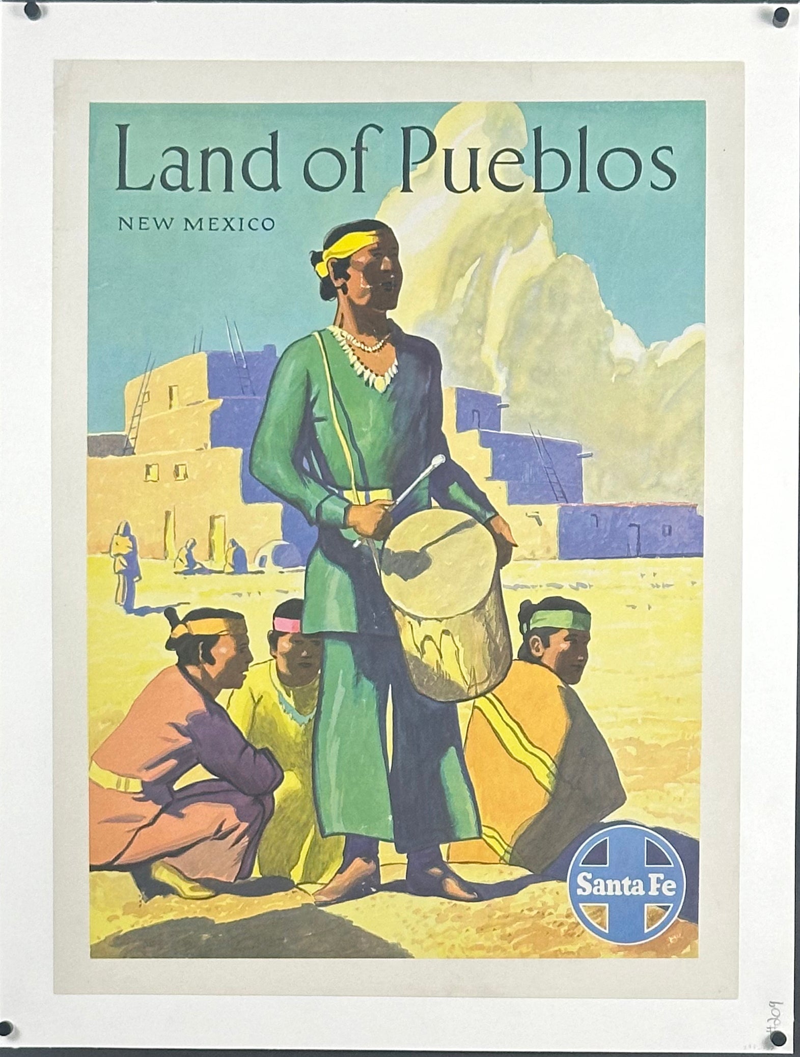 Santa Fe Railroad - New Mexico "Land of Pueblos" by Hernando B. Villa (c. 1950s) - posterpalace.com