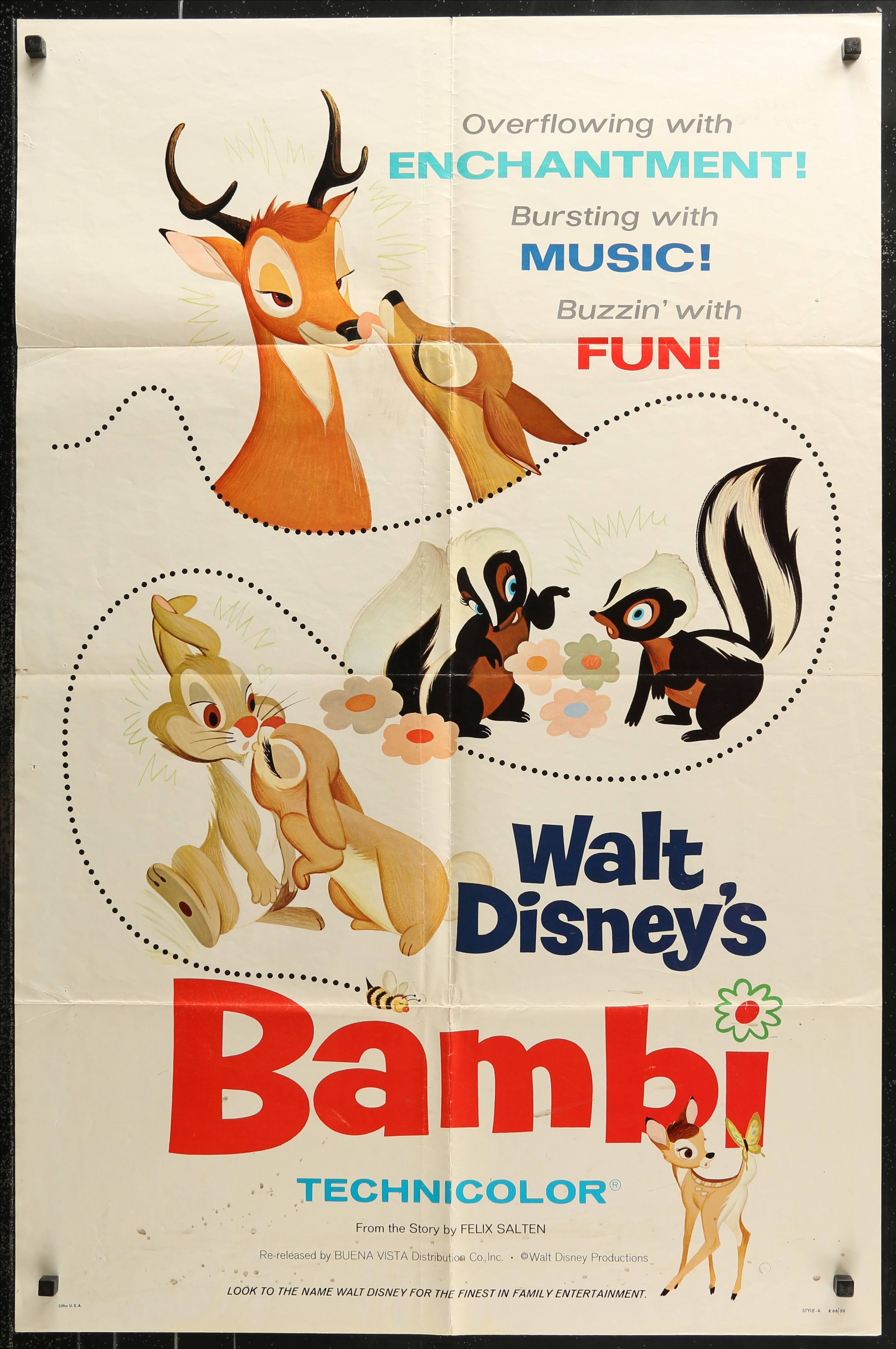 Walt Disney’s Bambi Vintage US One Sheet (R 1966) – posterpalace.com